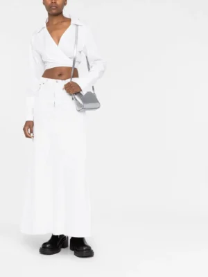 Alabaster Archive Architectural Denim Mid Length Skirt