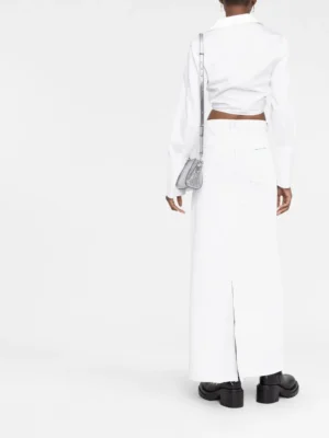 Alabaster Archive Architectural Denim Mid Length Skirt