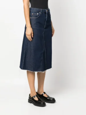 Azure Monarch Architectural Heavy Raw Hem Midi Skirt