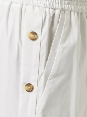 Ivory Zenith Architectural Gold Button Cotton Pants