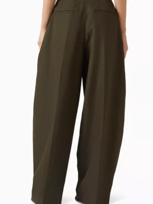 Dark Green Zenith Architectural Virgin Wool Pants