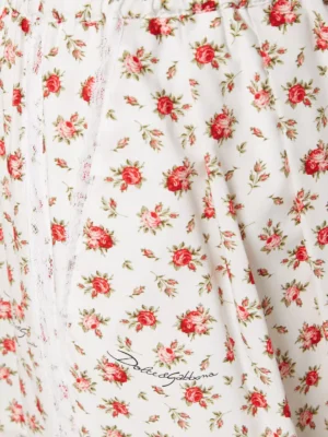 White Monarch Architectural Rose Print Poplin Pants