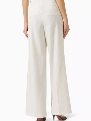 Beige Monarch Architectural Suiting Darted Pants