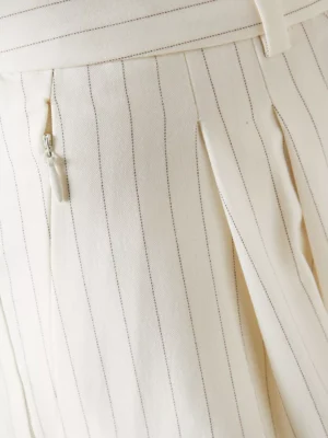 Beige Monarch Architectural Suiting Darted Pants