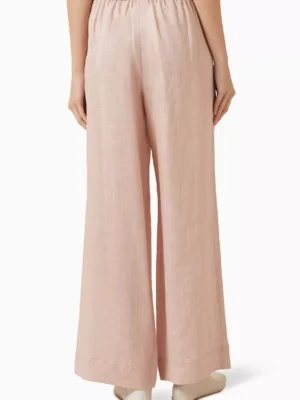 Light Pink Zenith Architectural Drawstring Linen Pants