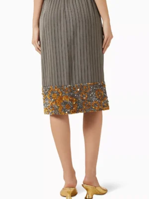Slate Archive Architectural Viscose Embellished Skirt