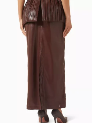 Cocoa Zenith Architectural Eco Leather Maxi Skirt