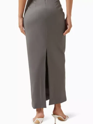 Charcoal Monarch Architectural Polished Midi Skirt