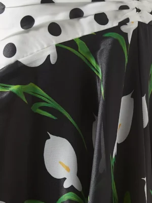 Floral Zenith Architectural Draped Maxi Skirt