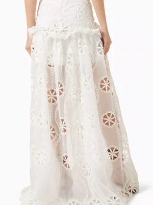 White Archive Architectural Lace Corseted Maxi Skirt