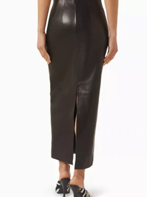 Onyx Archive Architectural Lambskin Leather Skirt