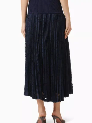 Midnight Archive Architectural Pleated Lace Skirt