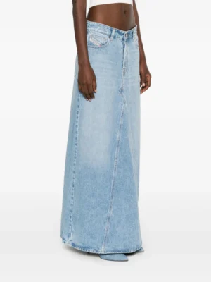 Azure Zenith Architectural Denim Maxi Skirt