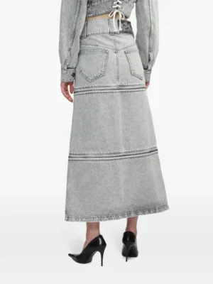 Slate Zenith Architectural Denim Midi Skirt