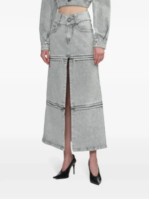 Slate Zenith Architectural Denim Midi Skirt