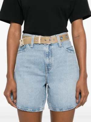 Azure Archive Architectural Flared Denim Midi Skirt