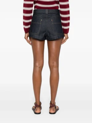 Alabaster Monarch Architectural Straight Leg Denim Shorts