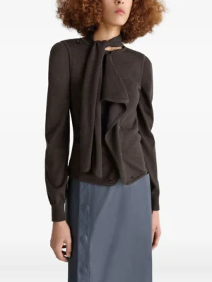 Espresso Archive Architectural Tie Neck Knitted Vest