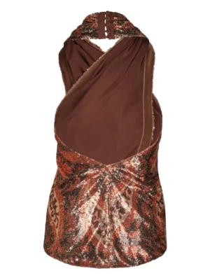 Azure Monarch Architectural Rosa Sequin Tie Top