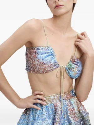 Azure Archive Architectural Halterneck Backless Top