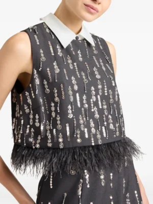 Onyx Zenith Architectural Sequin Glimmer Top