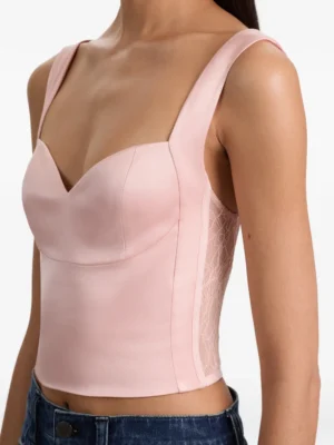 Alabaster Monarch Architectural Halterneck Crop Top