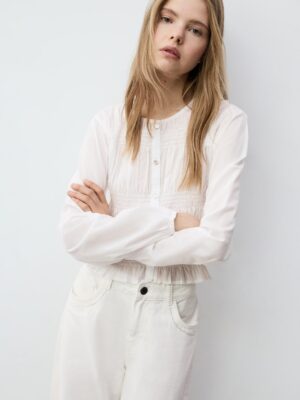 Alabaster Monarch Architectural Smocked Cotton Shirt