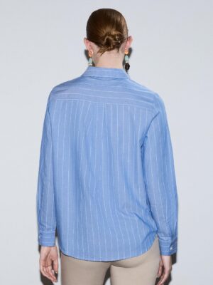 Striped Zenith Architectural Poplin Button Up Shirt