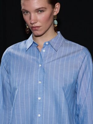Striped Zenith Architectural Poplin Button Up Shirt