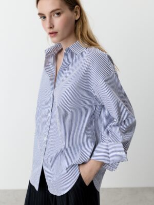 Midnight Zenith Architectural Metallic Striped Shirt