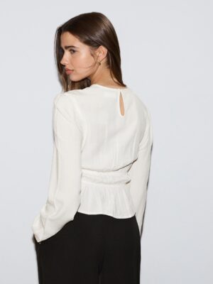 Ecru Archive Architectural Elastic Waist Textured Blouse