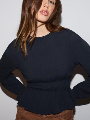 Lavender Zenith Architectural Elastic Waist Textured Blouse