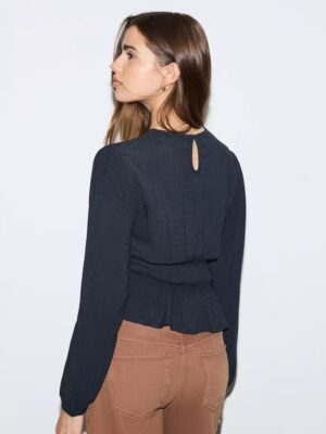 Lavender Zenith Architectural Elastic Waist Textured Blouse