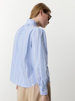 Striped Zenith Architectural Puff Sleeve Bow Shirt