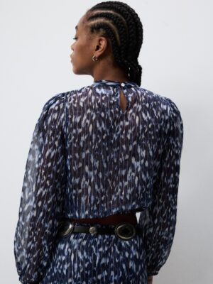 Lavender Zenith Architectural Metallic Thread Sheer Blouse