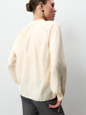 Ecru Zenith Architectural Fluid Henley Shirt