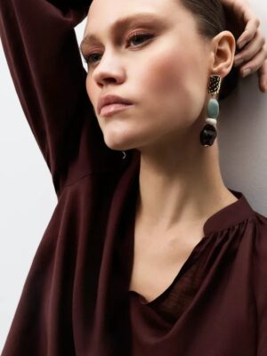 Burgundy Monarch Architectural Fluid Henley Shirt