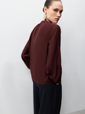 Burgundy Monarch Architectural Fluid Henley Shirt