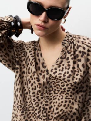 Leopard Monarch Architectural Fluid Henley Shirt