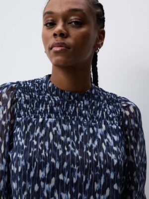 Lavender Zenith Architectural Metallic Thread Sheer Blouse