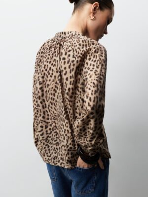 Leopard Monarch Architectural Fluid Henley Shirt