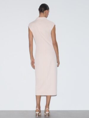 Salmon Zenith Architectural Button Front Twill Dress