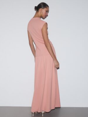 Coral Archive Architectural Gathered Cotton Dress