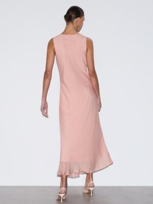 Coral Monarch Architectural Waterfall Lining Dress