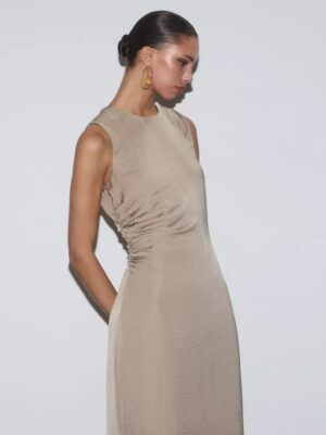 Slate Archive Architectural Textured Split Midi Dress