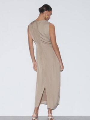 Slate Archive Architectural Textured Split Midi Dress