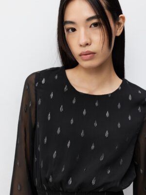 Midnight Archive Architectural Metallic Print Elastic Dress