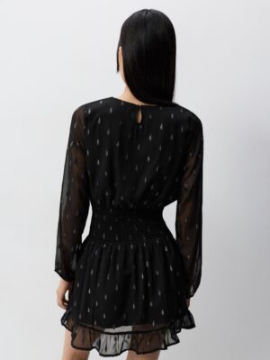 Midnight Archive Architectural Metallic Print Elastic Dress