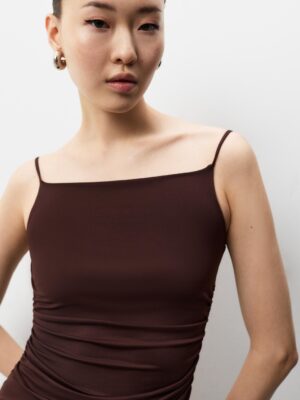 Espresso Monarch Architectural Waterfall Polyamide Dress