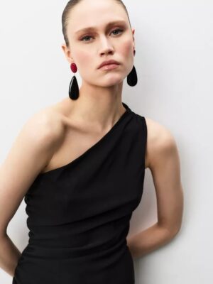 Onyx Archive Architectural Asymmetric Ruched Dress